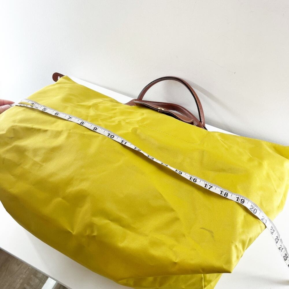 Longchamp Nylon Medium Le Pliage Tote Handbag Yellow Brown - Picture 11 of 12
